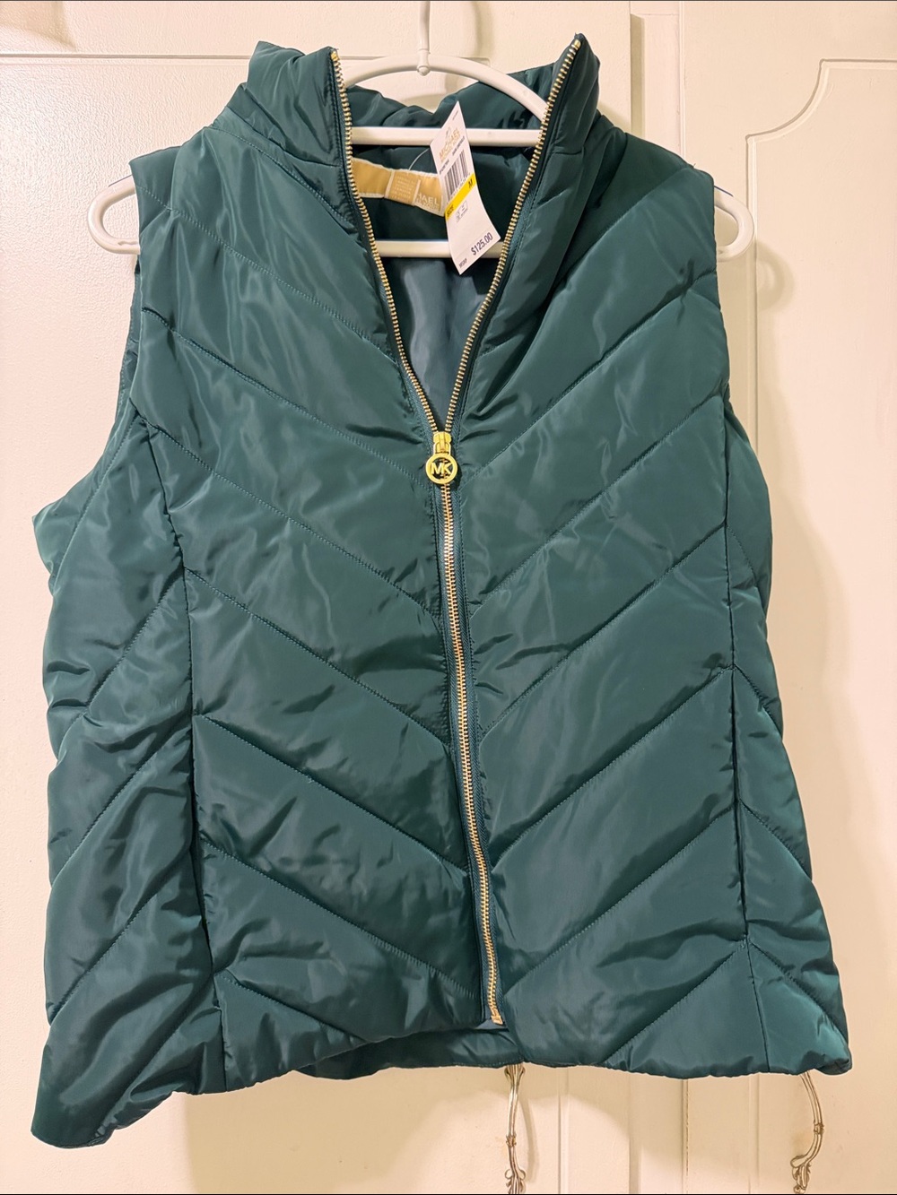 Michael Kors Teal Quilted Puffer Vest with Gold-Tone Zip